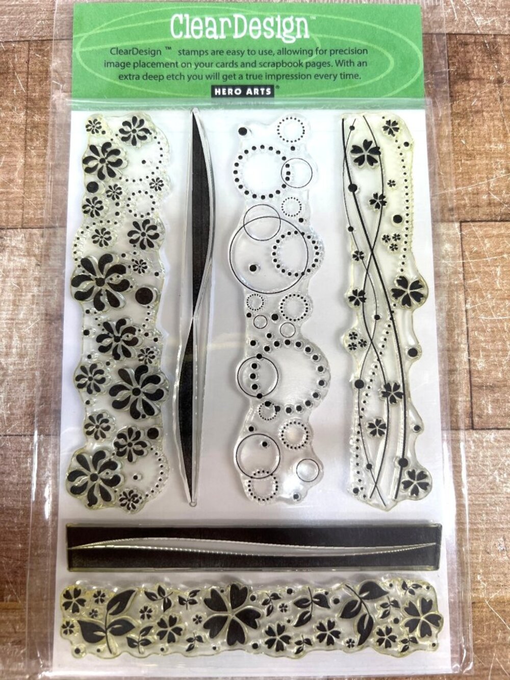 Hero Arts ClearDesign Borders Stamps Set - Floral & Geometric Patterns CL045